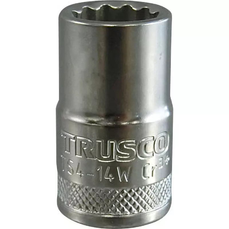 TRUSCO Socket Chrome Vanadium Steel 38 mm Overall Length, TS4-14W