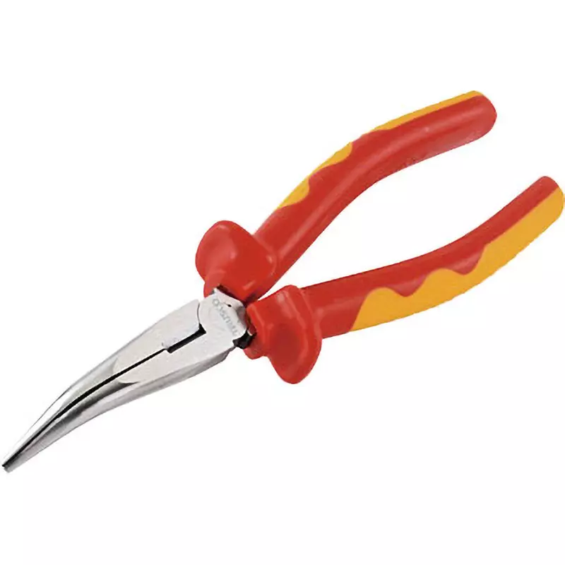 TRUSCO Insulated Bent Tip Needle Nose Plier 200 mm Overall Length, TZRP-200BN