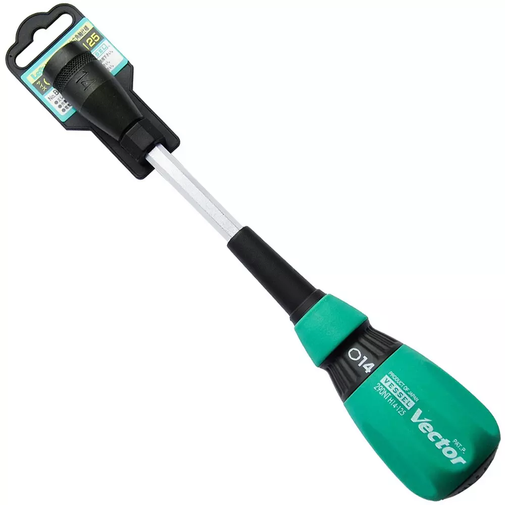 Vessel Hex Socket Screwdriver 211 mm Overall Length Socket Tip, 14.0×125
