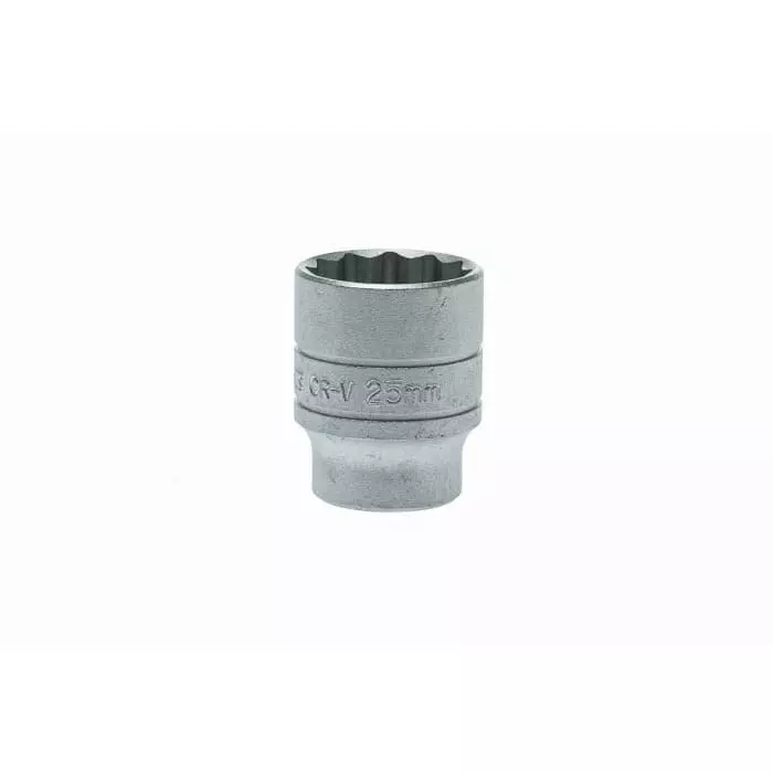 Teng Tools 1/2 inch Drive 25 mm Standard Socket, 12 Point, 40 mm Overall Length, M120525-C