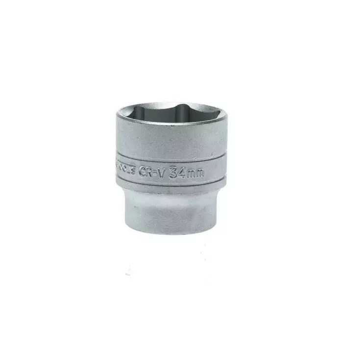 Teng Tools 1/2 inch Drive 34 mm Standard Socket, 6 Point, 45.5 mm Overall Length, M1205346-C