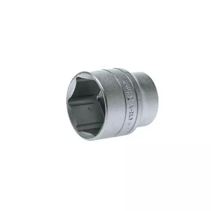 Teng Tools 1/2 inch Drive 34 mm Standard Socket, 6 Point, 45.5 mm Overall Length, M1205346-C