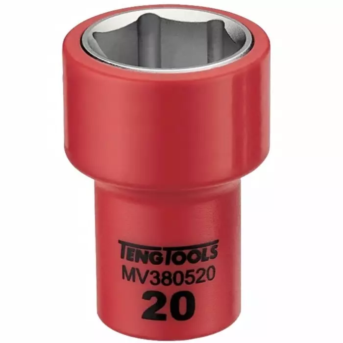 Teng Tools 3/8 inch Drive 9 mm Insulated Standard Socket, 6 Point, VDE/1000V, 46 mm Overall Length, MV380509
