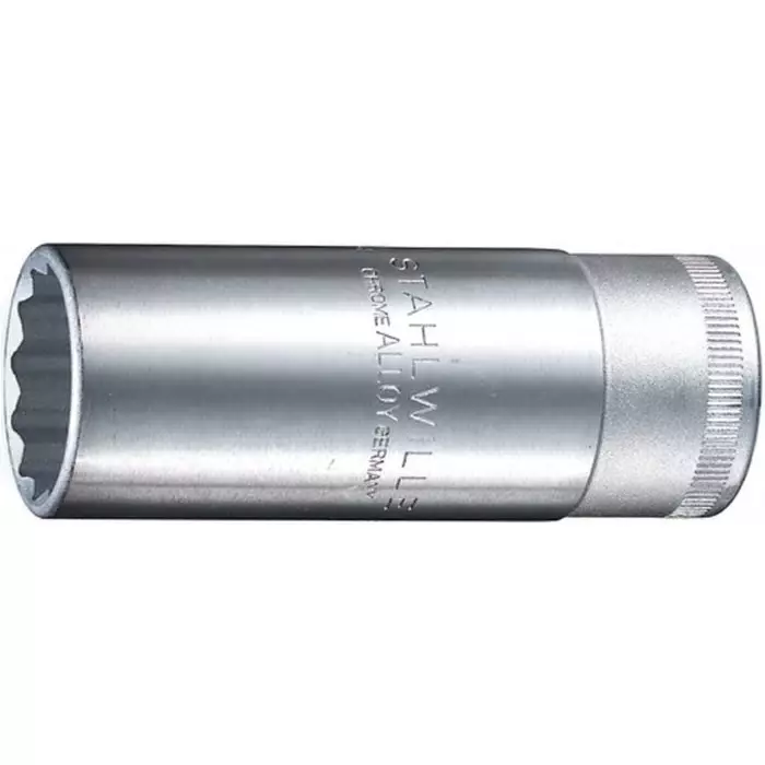 STAHLWILLE 1/2 in Drive 15 mm Deep Socket, 12 point, 83 mm Overall Length, 3020015