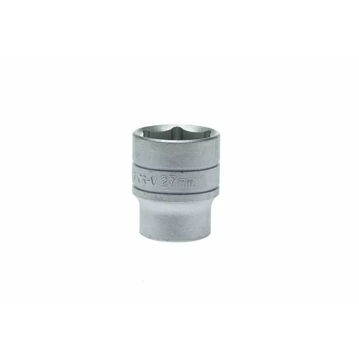 Teng Tools 1/2 inch Drive 27 mm Standard Socket, 6 Point, 43 mm Overall Length, M1205276-C