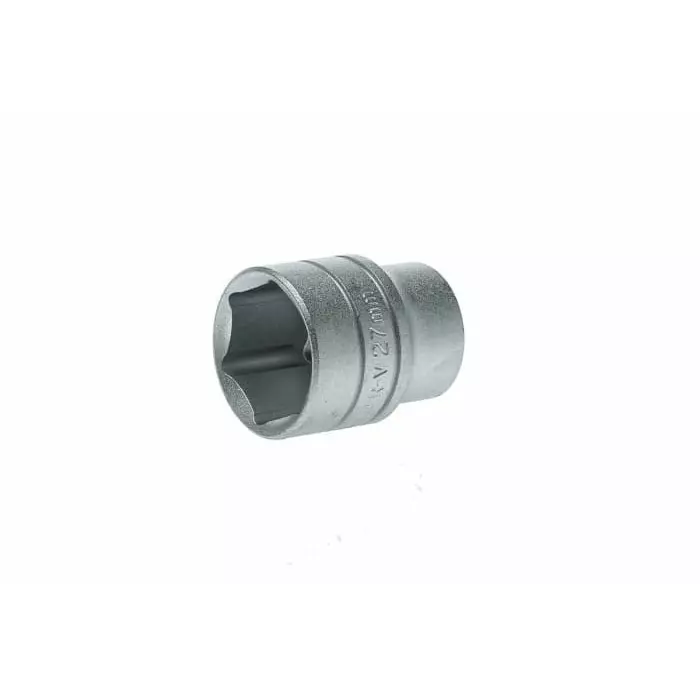 Teng Tools 1/2 inch Drive 27 mm Standard Socket, 6 Point, 43 mm Overall Length, M1205276-C