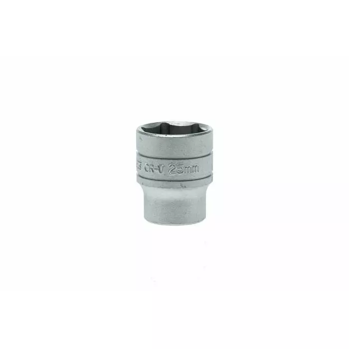 Teng Tools 1/2 inch Drive 25 mm Standard Socket, 6 Point, 40 mm Overall Length, M1205256-C
