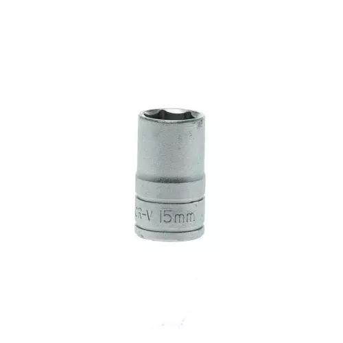 Teng Tools 1/2 inch Drive 15 mm Standard Socket, 6 Point, 38 mm Overall Length, M1205156-C