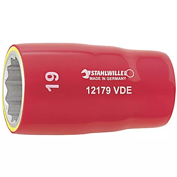 STAHLWILLE 1/2 in Drive 17 mm Insulated Standard Socket, 12 point, VDE/1000V, 56 mm Overall Length, 3370017