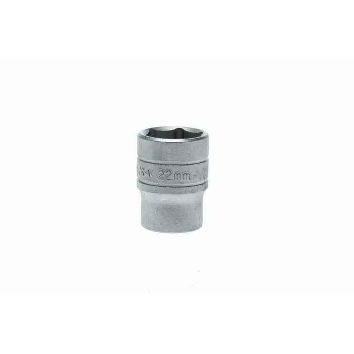 Teng Tools 1/2 inch Drive 22 mm Standard Socket, 6 Point, 40 mm Overall Length, M1205226-C