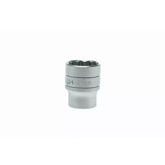 Teng Tools 1/2 inch Drive 24 mm Standard Socket, 12 Point, 40 mm Overall Length, M120524-C