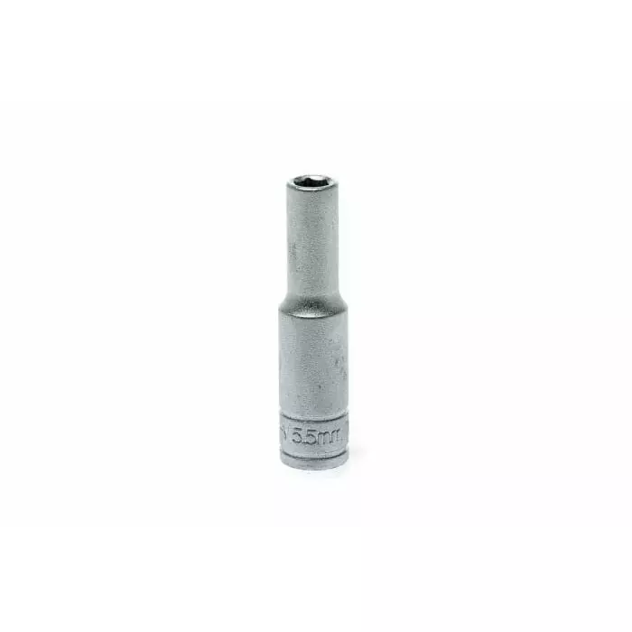 Teng Tools 1/4 inch Drive 5.5 mm Deep Socket, 6 Point, 49.5 mm Overall Length, M1406055-C