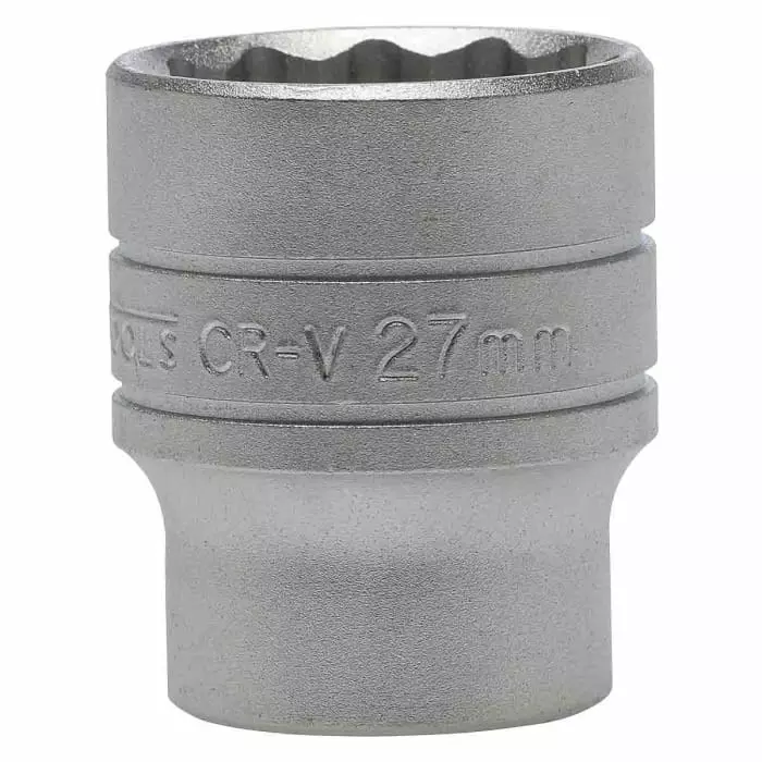 Teng Tools 1/2 inch Drive 27 mm Standard Socket, 12 Point, 43 mm Overall Length, M120527-C