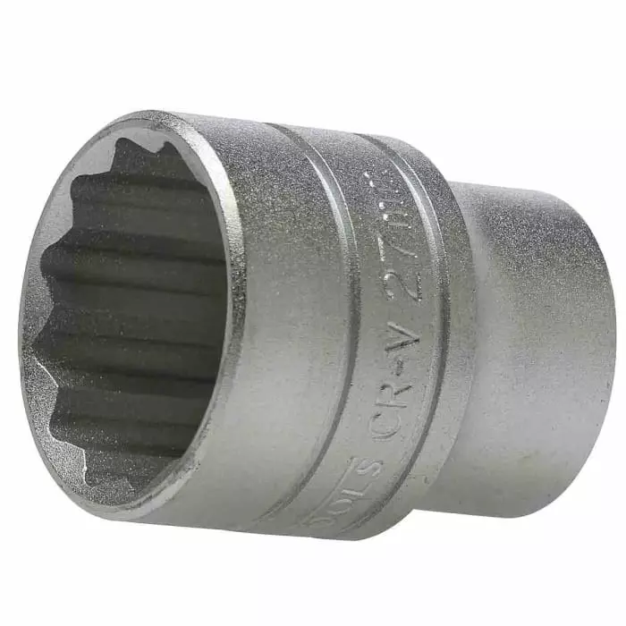 Teng Tools 1/2 inch Drive 27 mm Standard Socket, 12 Point, 43 mm Overall Length, M120527-C