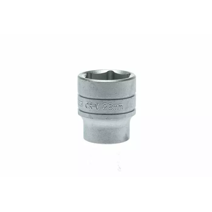 Teng Tools 1/2 inch Drive 28 mm Standard Socket, 6 Point, 43 mm Overall Length, M1205286-C