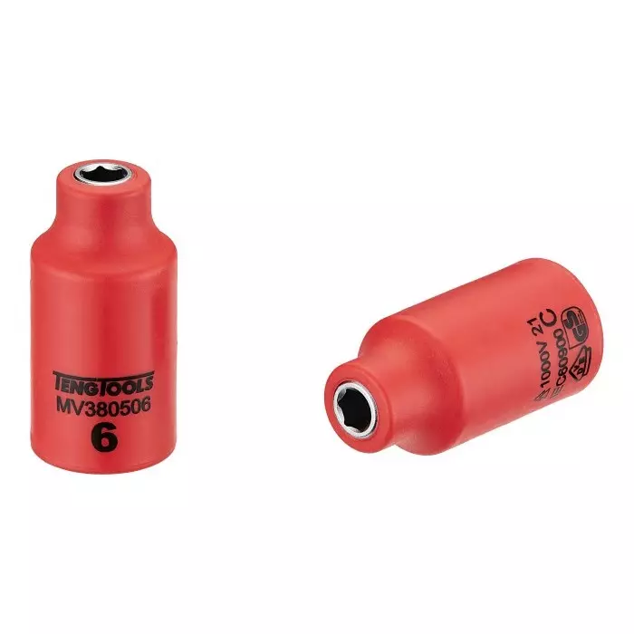 Teng Tools 3/8 inch Drive 6 mm Insulated Standard Socket, 6 Point, VDE/1000V, 46 mm Overall Length, MV380506