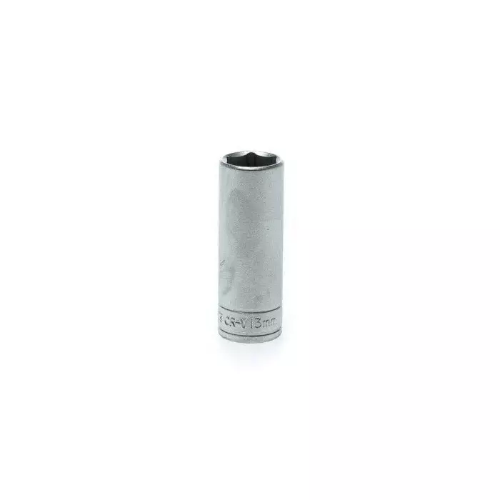 Teng Tools 1/4 inch Drive 13 mm Deep Socket, 6 Point, 49.5 mm Overall Length, M140613-C