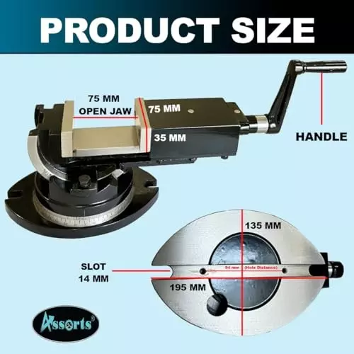 Assorts Precision Milling Vise Swivel & Angle Tilting 75 mm (3 Inch) Size  2 Way Jaw
