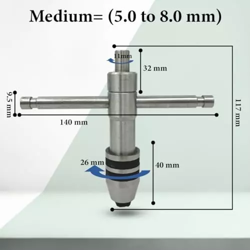 Assorts Precision Guiding Tap with Free-Spinning Cap Tool Steel 2.5 to 15.87 mm (Pack of 3)
