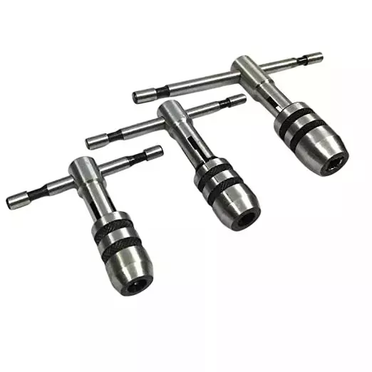 Buyohlic International T Handle Tap Wrench Set with Solid Collet Jaws Opening Size 1.59 to 3.97 mm, 3.18 to 6.35 mm, 6.35 to 12.7 mm, VC-6BUV-Q76C (Set of 3)