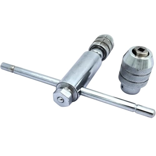A.D INTERNATIONAL Ratchet Type Tap Wrench with Interchangeable Heads M3 to M12 Tap Holding Capacity and 1/8 to 1/4 inch and 1/4 to 1/2 inch (3.1-6.3 & 6.3-12.7 mm) Range, YU-AMWI-X6DC