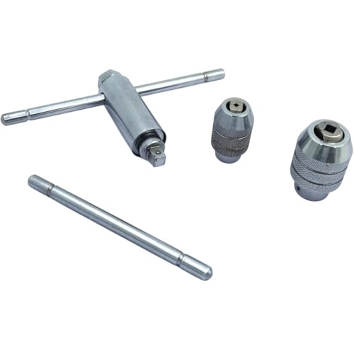 A.D INTERNATIONAL Ratchet Type Tap Wrench with Interchangeable Heads M3 to M12 Tap Holding Capacity and 1/8 to 1/4 inch and 1/4 to 1/2 inch (3.1-6.3 & 6.3-12.7 mm) Range, YU-AMWI-X6DC