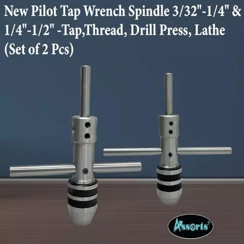 Assorts Pilot Tap Wrench Spindle Alloy Steel Round 2.38-6.35 mm & 6.35-12.7 mm (Pack of 2)