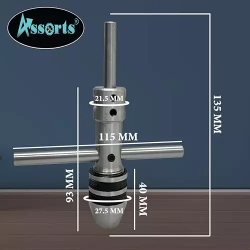 Assorts Pilot Tap Wrench Spindle Alloy Steel Round 2.38-6.35 mm & 6.35-12.7 mm (Pack of 2)
