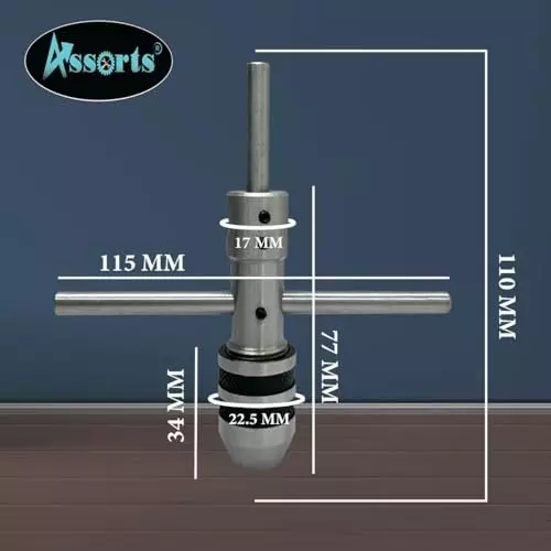 Assorts Pilot Tap Wrench Spindle Alloy Steel Round 2.38-6.35 mm & 6.35-12.7 mm (Pack of 2)