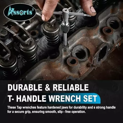Assorts T-Handle Tap Wrench Set Tool Steel 1.59 to 3.97 mm, 3.97 to 6.35 mm, 6.35 to 12.7 mm for Taps, Reamers, Screw Extractor (Pack of 3)
