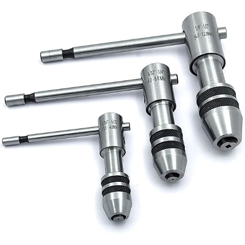 A.D INTERNATIONAL T-Type Reversible Ratchet Adjustable Tap Wrench Size 1/16 inch to 1/2 inch (1.5 to 12.0 mm), SM-NIB6-6JLJ (Set of 3)