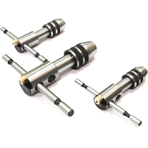 A.D INTERNATIONAL T-Type Reversible Ratchet Adjustable Tap Wrench Size 1/16 inch to 1/2 inch (1.5 to 12.0 mm), SM-NIB6-6JLJ (Set of 3)