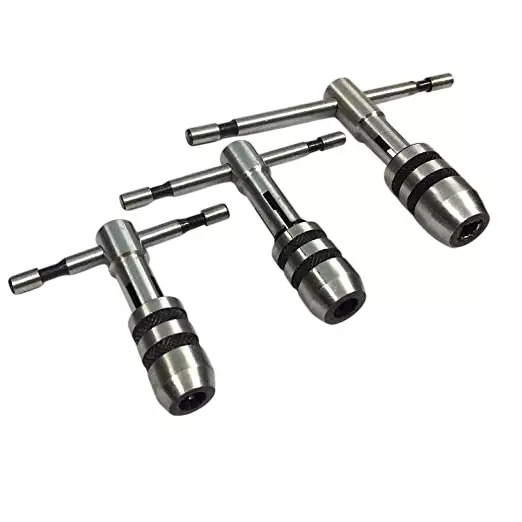 SAMENX Tools T Handle Tap Wrench Set with Solid Collet Jaws Opening Size 1.59 to 3.97 mm, 3.18 to 6.35 mm, 6.35 to 12.7 mm, VC-6BUV-Q76C (Set of 3)