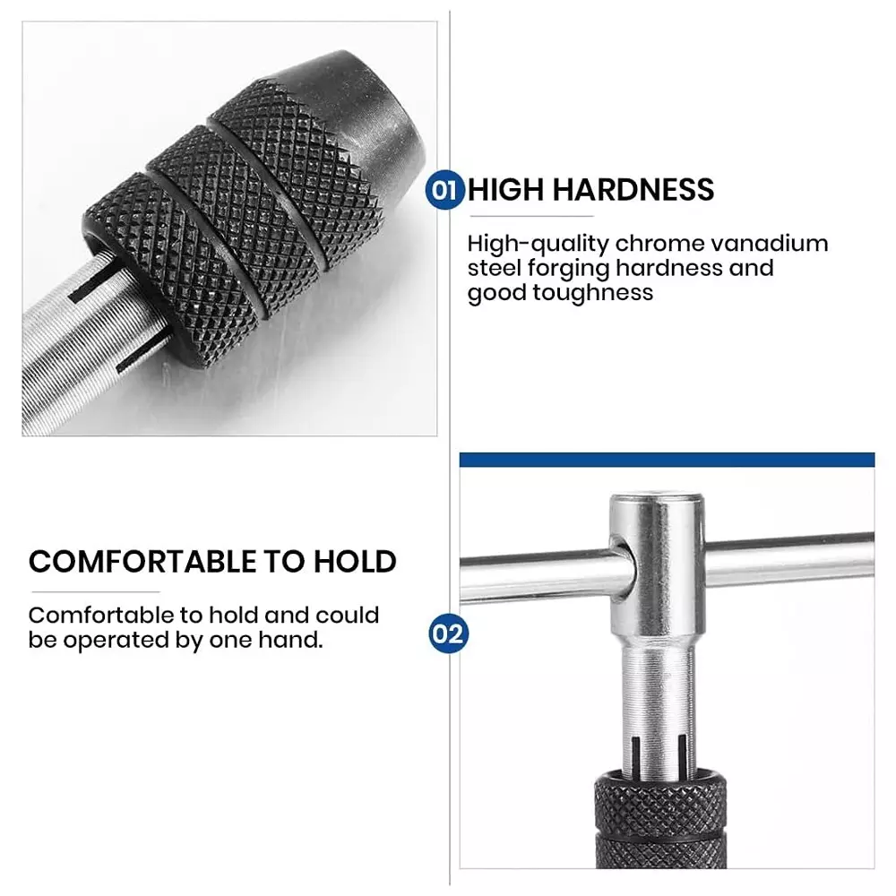 DY TOOLS Adjustable Metric T-Handle Tap Wrench Set M6-M12 Thread Size (Set of 6 Pcs)