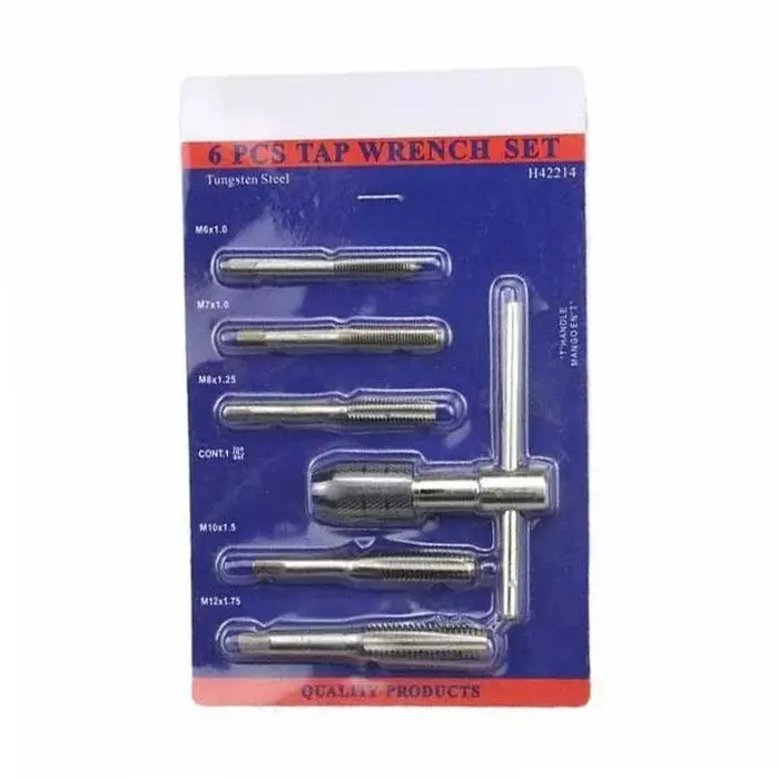 DY TOOLS T-Handle Tap Wrench Set Tungsten Steel M6-M12 Thread Size, H42214 (Set of 6 Pcs)