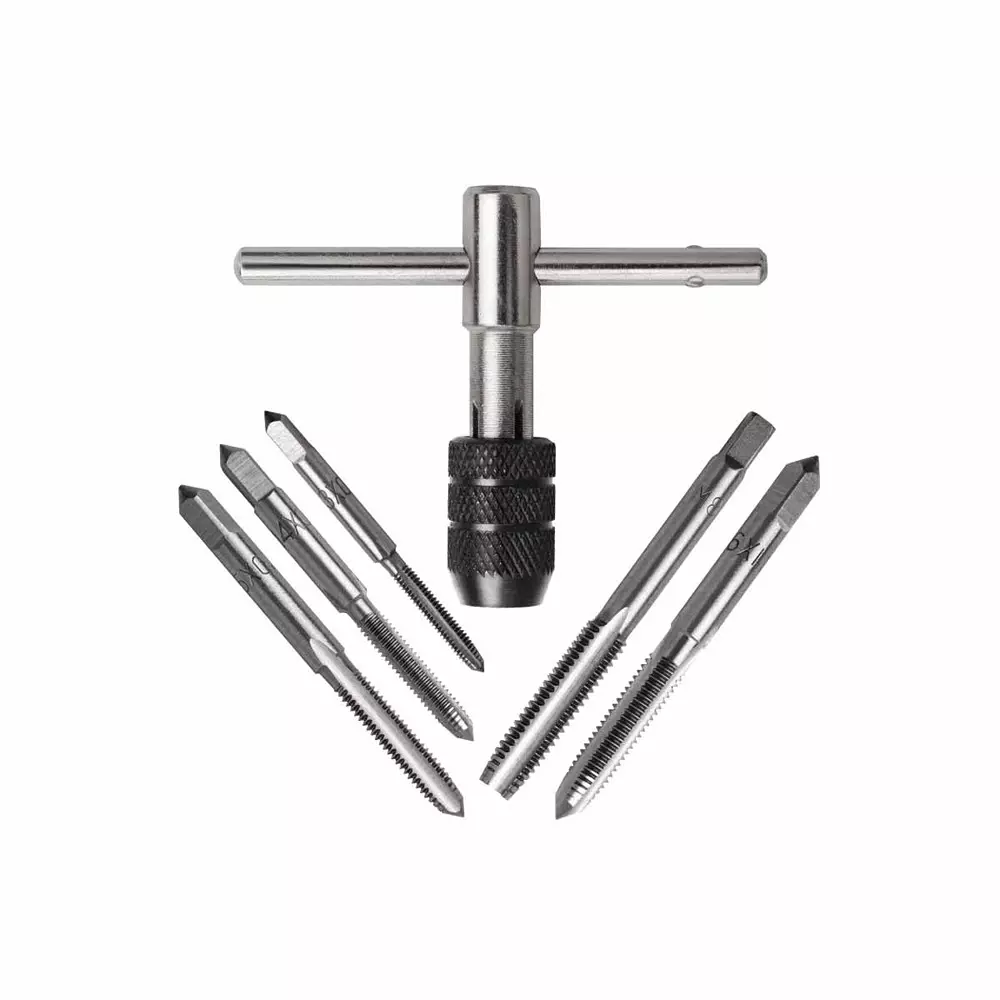 DY TOOLS T-Handle Tap Wrench Set Tungsten Steel M6-M12 Thread Size, H42214 (Set of 6 Pcs)