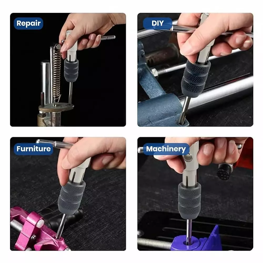 DY TOOLS T-Handle Tap Wrench Set Tungsten Steel M6-M12 Thread Size, H42214 (Set of 6 Pcs)