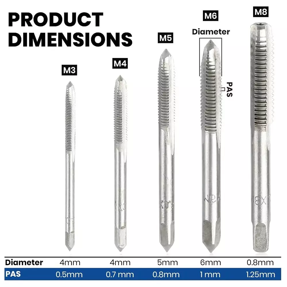 DY TOOLS T-Handle Tap Wrench Set Tungsten Steel M6-M12 Thread Size, H42214 (Set of 6 Pcs)