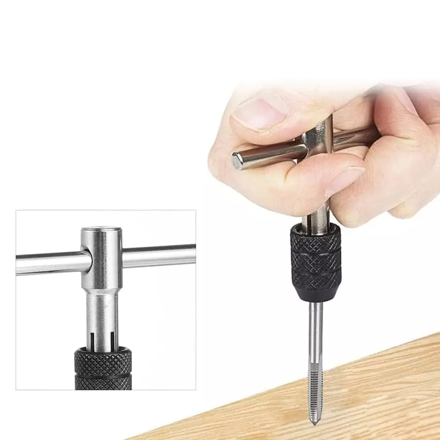 DY TOOLS T-Handle Tap Wrench Set Tungsten Steel M6-M12 Thread Size, H42214 (Set of 6 Pcs)