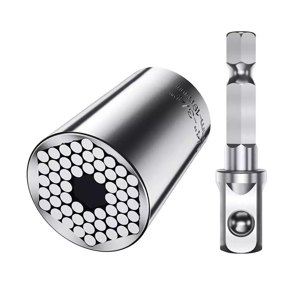 DY TOOLS Multi-Function Universal Socket Wrench with Power Drill Connector Stainless Steel 7-19 mm Size