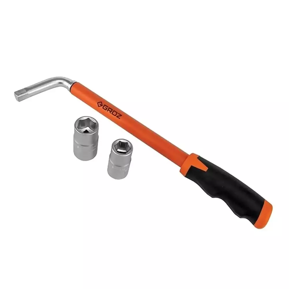 Groz Telescopic Wheel Wrench 1/2 inch (12.7 mm) Square Drive Extendable Length 14 inch (350 mm) to 22 inch (550 mm) With 2 Sockets, WW/TP/17-23/ST