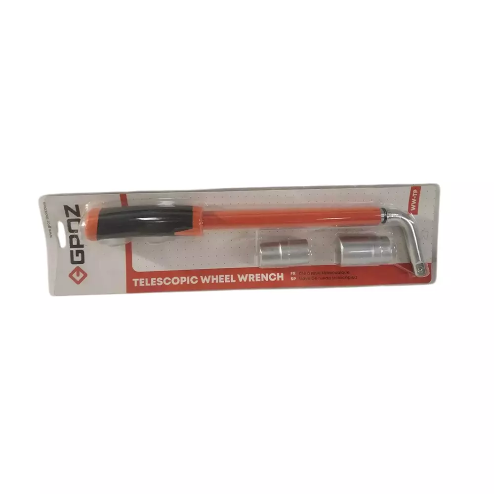 Groz Telescopic Wheel Wrench 1/2 inch (12.7 mm) Square Drive Extendable Length 14 inch (350 mm) to 22 inch (550 mm) With 2 Sockets, WW/TP/17-23/ST