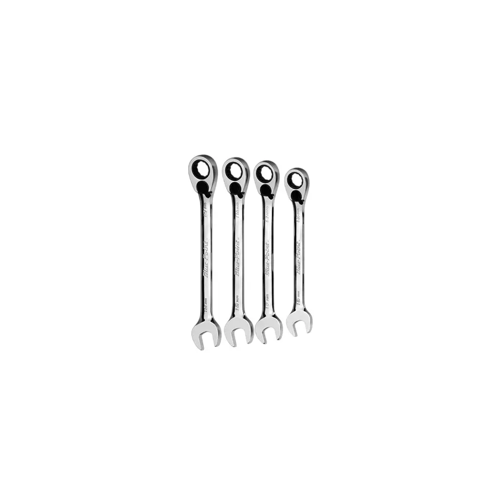 Blue-Point 4 Pcs Ratchet Combination Wrench Set Chrome Finish Alloy Steel Body, BOERM704