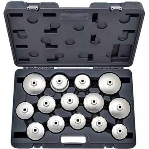 Ktc Cup Type Oil Filter Wrench Set Assortment with Case, AVSA14 (Pack of 14)