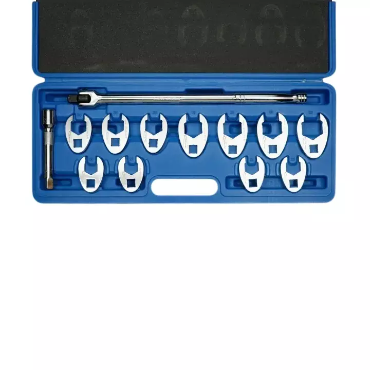 Blue-Point 13 Pcs 1/2 inch (12.7 mm) Drive Crowfoot Socket Set Chrome Finish Alloy Steel Body, BLP12CFWS