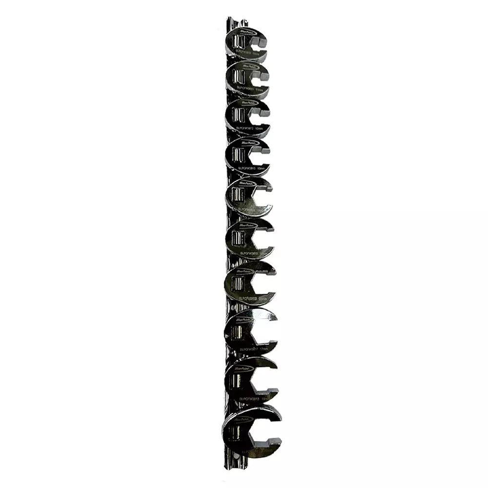 Blue-Point 10 Pcs 3/8 inch (9.52 mm) Drive Crowfoot Socket Set with Alloy Steel Body and Chrome Finish, BLP38CFWS