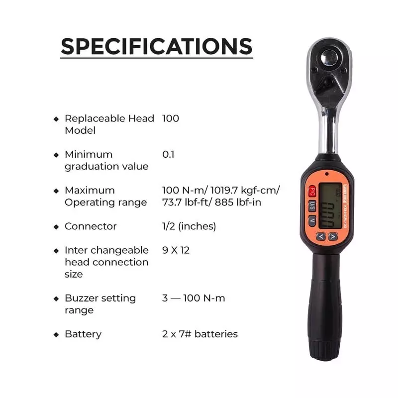KUSAM-MECO Digital Torque Wrench 100 n.m Operating Range Advanced Technology, KM-NGM-100