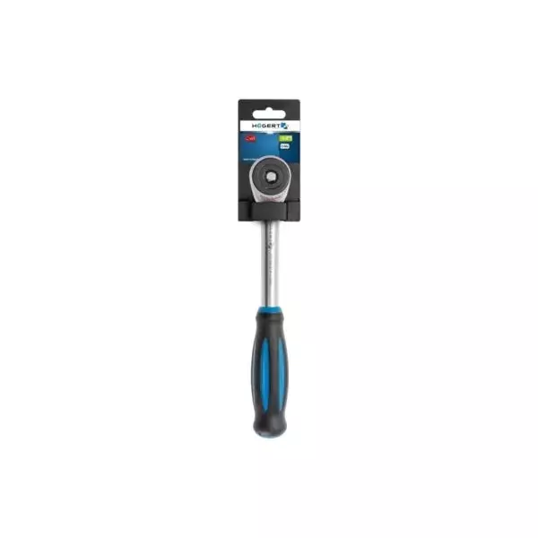Hogert Technik Ratchet With Rotary Handle 1/4 inch (6.35 mm) Output Drive and 60 Teeth Ratchet Mechanism, HT1R374