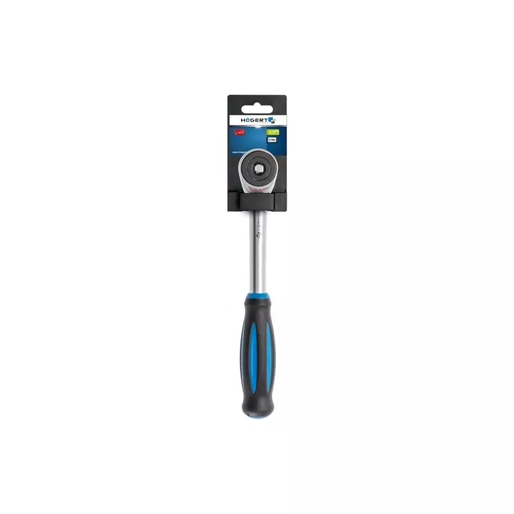 Hogert Technik Ratchet With Rotary Handle 1/2 inch (12.7 mm) Output Drive and 60 Teeth Ratchet Mechanism, HT1R372