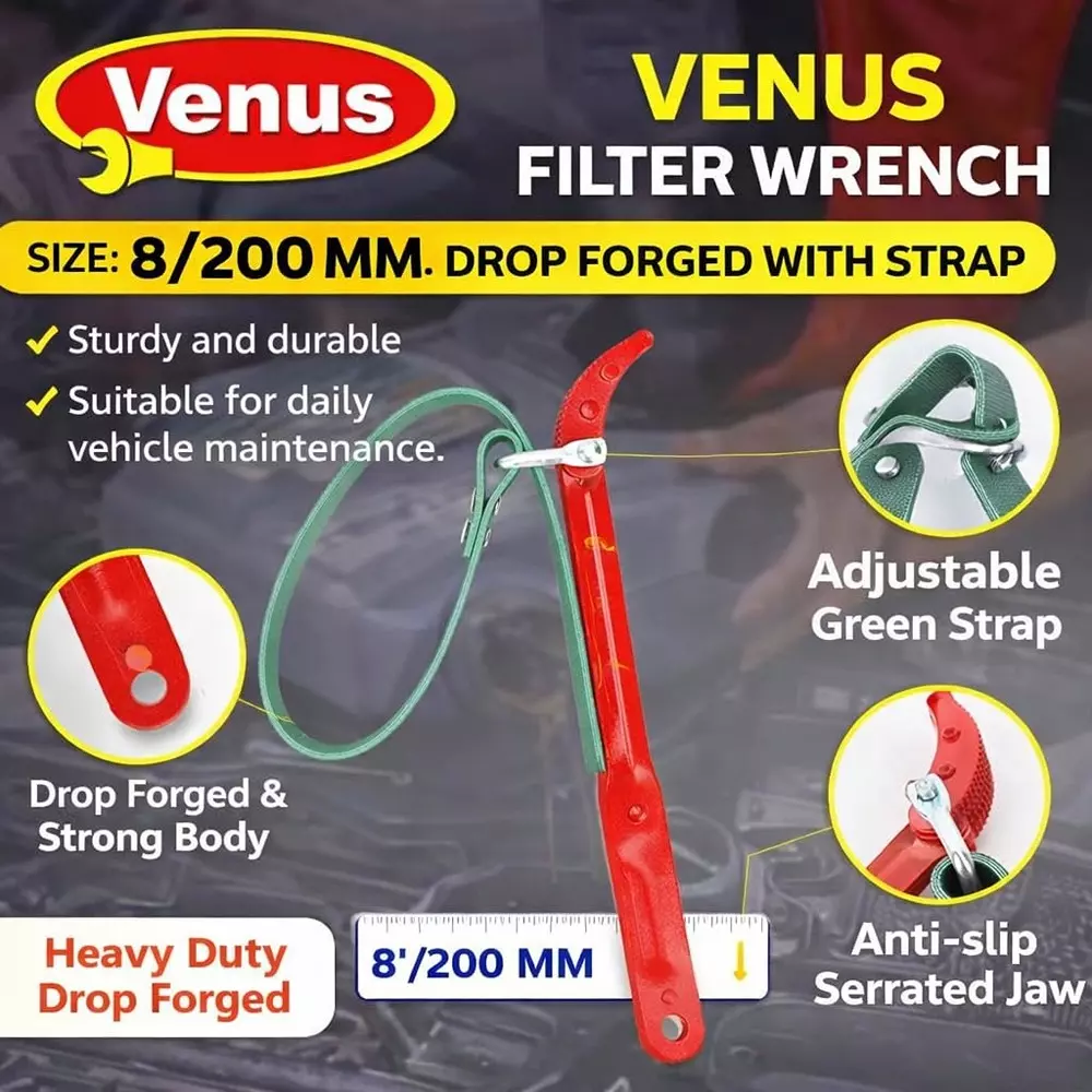 venus-drop-forged-filter-wrench-with-strap-red-chrome-vanadium-steel-8-inch-200-mm-for-garage-workshop-use-vn-filter-wrench